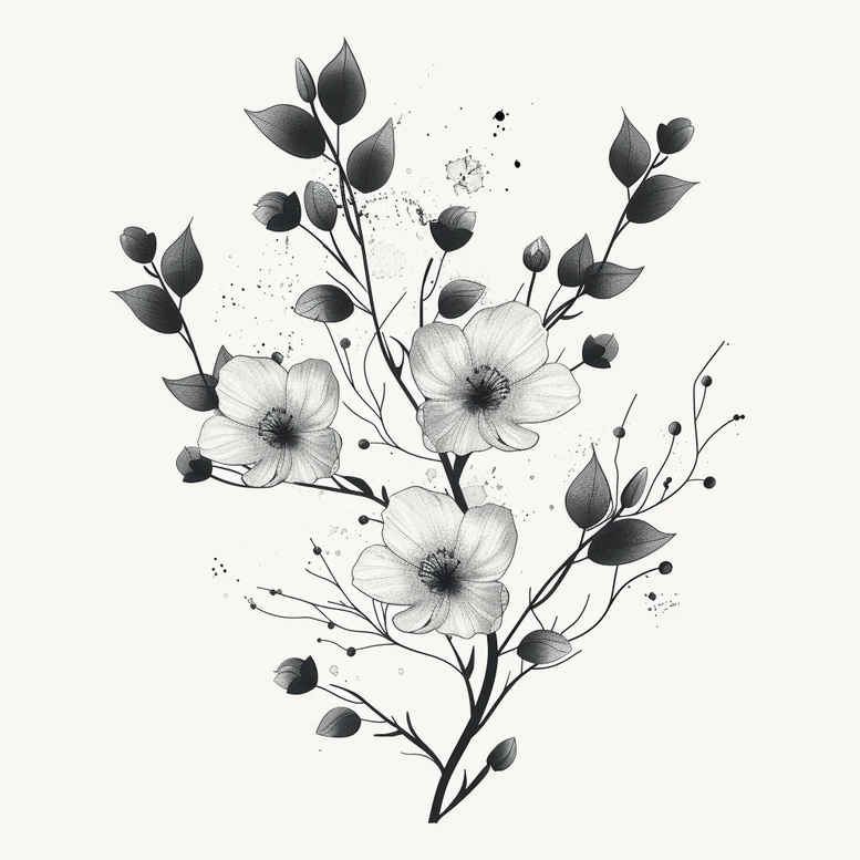 Delikatne kwiaty - Free tattoo design ideas ai genereted - inkby.ai