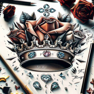 Korony i diamenty - Free tattoo design ideas ai genereted - inkby.ai