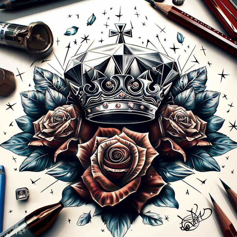 Korony i diamenty - Free tattoo design ideas ai genereted - inkby.ai