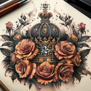 Korony i diamenty - Free tattoo design ideas ai genereted - inkby.ai