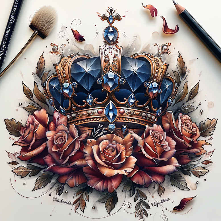 Korony i diamenty - Free tattoo design ideas ai genereted - inkby.ai