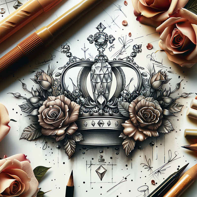 Korony i diamenty - Free tattoo design ideas ai genereted - inkby.ai