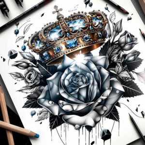 Korony i diamenty - Free tattoo design ideas ai genereted - inkby.ai