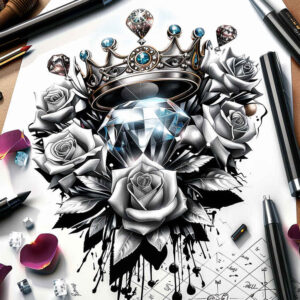 Korony i diamenty - Free tattoo design ideas ai genereted - inkby.ai