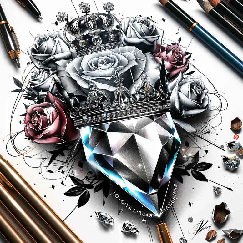 Korony i diamenty - Free tattoo design ideas ai genereted - inkby.ai