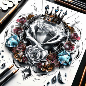 Korony i diamenty - Free tattoo design ideas ai genereted - inkby.ai