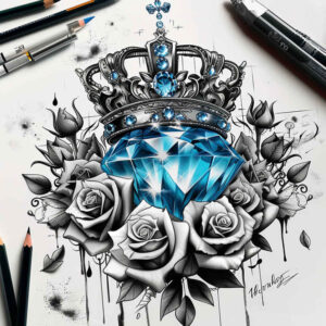 Korony i diamenty - Free tattoo design ideas ai genereted - inkby.ai