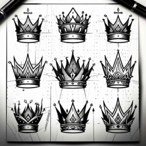 Korony i diamenty - Free tattoo design ideas ai genereted - inkby.ai