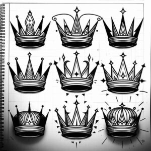 Korony i diamenty - Free tattoo design ideas ai genereted - inkby.ai