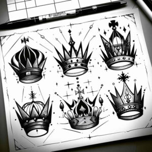 Korony i diamenty - Free tattoo design ideas ai genereted - inkby.ai