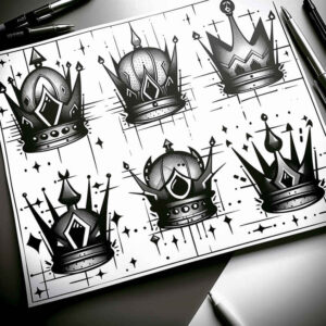 Korony i diamenty - Free tattoo design ideas ai genereted - inkby.ai