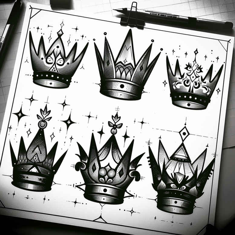 Korony i diamenty - Free tattoo design ideas ai genereted - inkby.ai
