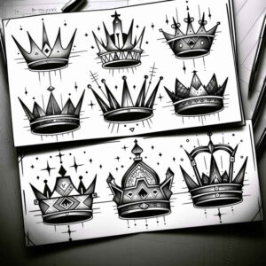 Korony i diamenty - Free tattoo design ideas ai genereted - inkby.ai
