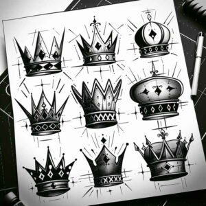 Korony i diamenty - Free tattoo design ideas ai genereted - inkby.ai
