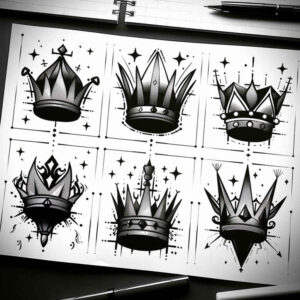 Korony i diamenty - Free tattoo design ideas ai genereted - inkby.ai