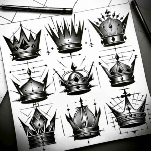 Korony i diamenty - Free tattoo design ideas ai genereted - inkby.ai