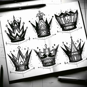 Korony i diamenty - Free tattoo design ideas ai genereted - inkby.ai