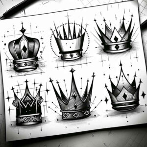 Korony i diamenty - Free tattoo design ideas ai genereted - inkby.ai