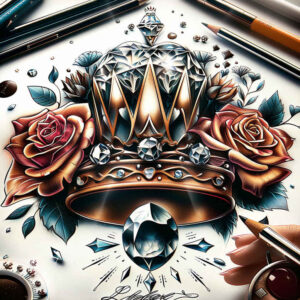 Korony i diamenty - Free tattoo design ideas ai genereted - inkby.ai