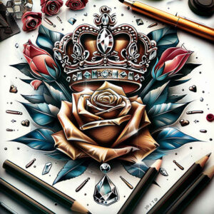 Korony i diamenty - Free tattoo design ideas ai genereted - inkby.ai