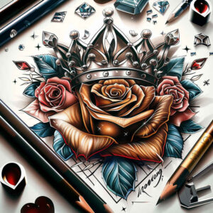 Korony i diamenty - Free tattoo design ideas ai genereted - inkby.ai
