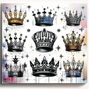 Korony i diamenty - Free tattoo design ideas ai genereted - inkby.ai