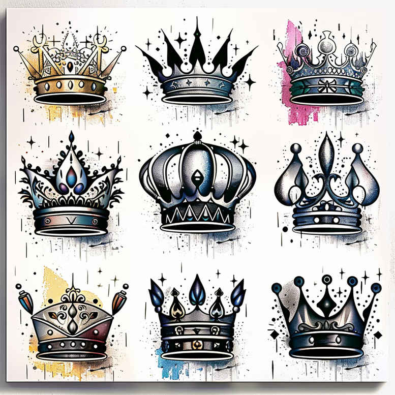 Korony i diamenty - Free tattoo design ideas ai genereted - inkby.ai