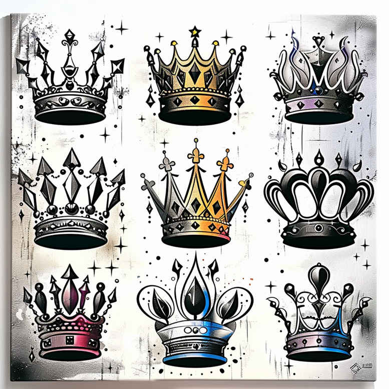 Korony i diamenty - Free tattoo design ideas ai genereted - inkby.ai