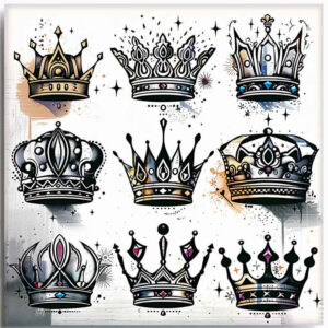 Korony i diamenty - Free tattoo design ideas ai genereted - inkby.ai