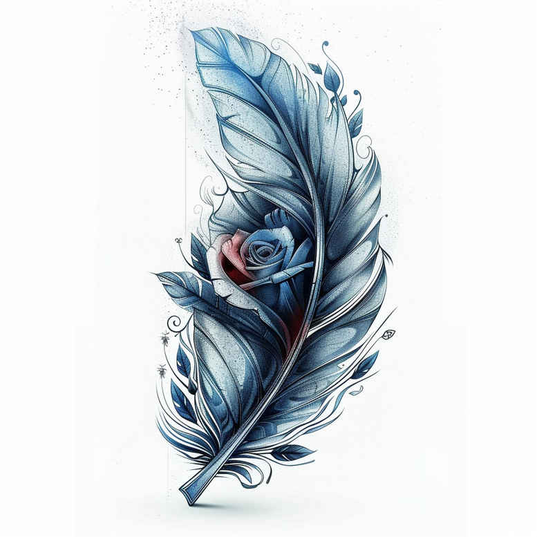 feather-with-beads-subtle-shape-for-calf – tattoo design ideas free ai generated – Gallery: feathers-inkby-ai
