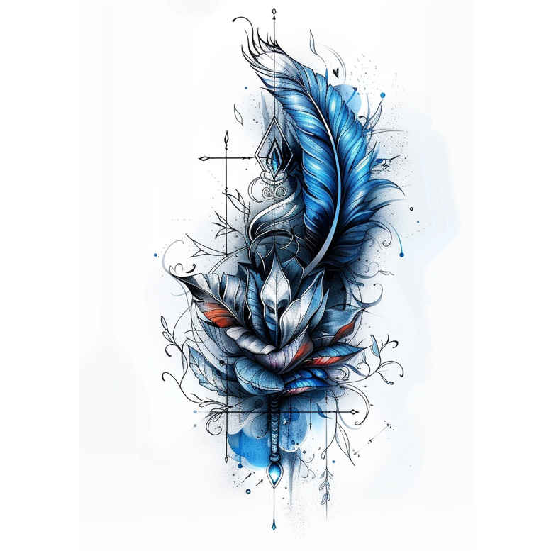 Piórka - Free tattoo design ideas ai genereted - inkby.ai