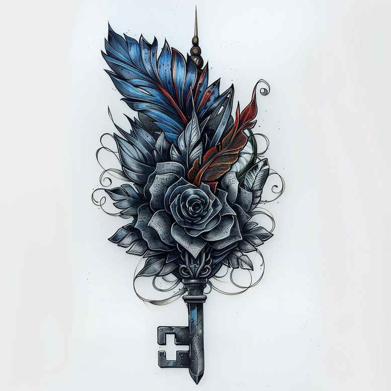 Piórka - Free tattoo design ideas ai genereted - inkby.ai