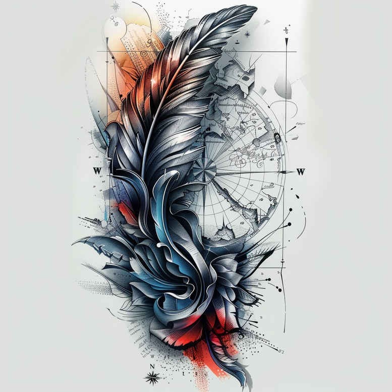 Piórka - Free tattoo design ideas ai genereted - inkby.ai