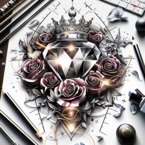 Korony i diamenty - Free tattoo design ideas ai genereted - inkby.ai