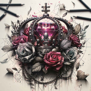 Korony i diamenty - Free tattoo design ideas ai genereted - inkby.ai