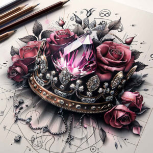 Korony i diamenty - Free tattoo design ideas ai genereted - inkby.ai