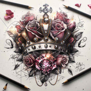Korony i diamenty - Free tattoo design ideas ai genereted - inkby.ai