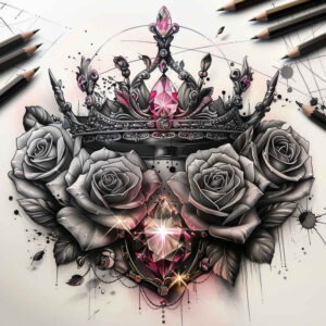 Korony i diamenty - Free tattoo design ideas ai genereted - inkby.ai