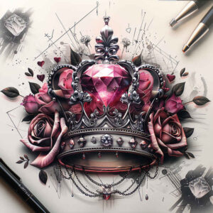 Korony i diamenty - Free tattoo design ideas ai genereted - inkby.ai