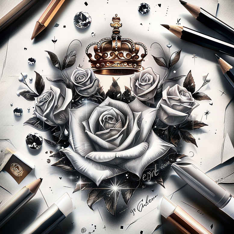 Korony i diamenty - Free tattoo design ideas ai genereted - inkby.ai
