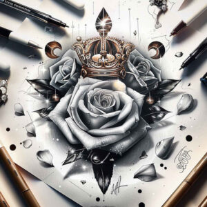 Korony i diamenty - Free tattoo design ideas ai genereted - inkby.ai