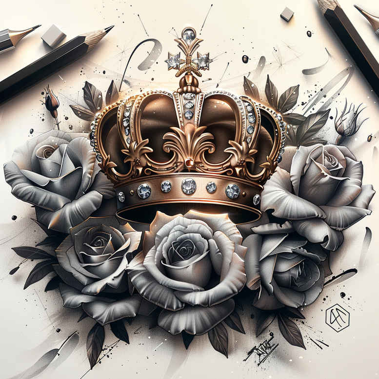 Korony i diamenty - Free tattoo design ideas ai genereted - inkby.ai