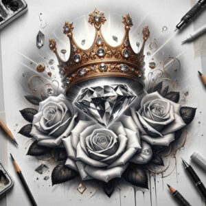 Korony i diamenty - Free tattoo design ideas ai genereted - inkby.ai