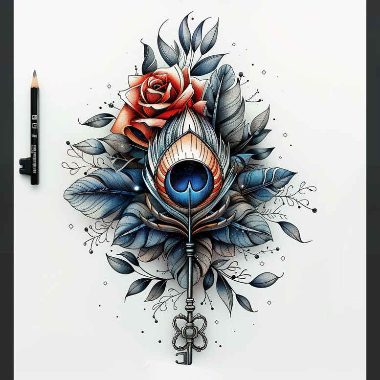 Piórka - Free tattoo design ideas ai genereted - inkby.ai