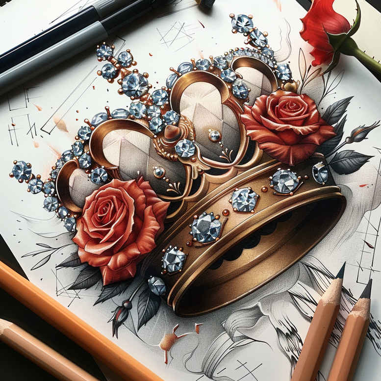 Korony i diamenty - Free tattoo design ideas ai genereted - inkby.ai