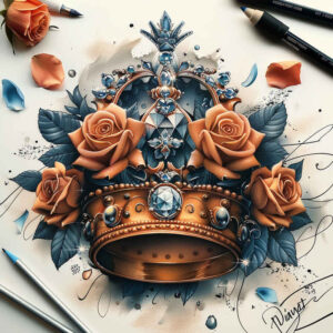 Korony i diamenty - Free tattoo design ideas ai genereted - inkby.ai
