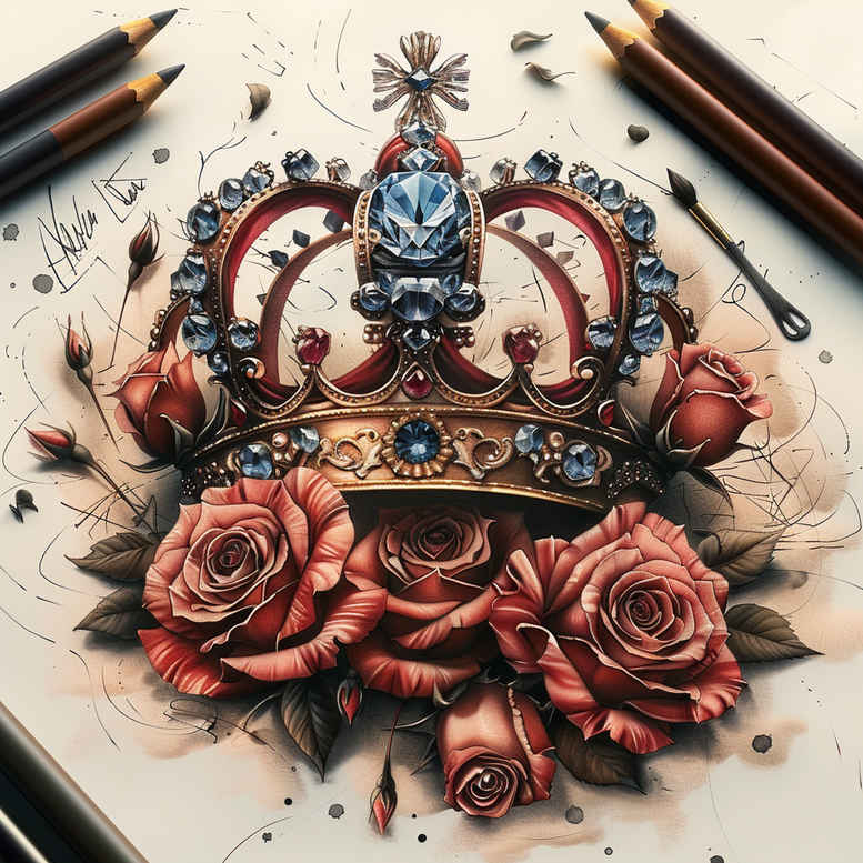 Korony i diamenty - Free tattoo design ideas ai genereted - inkby.ai