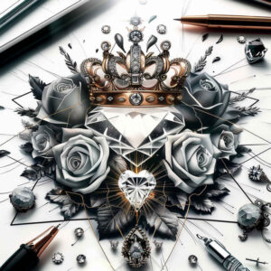 Korony i diamenty - Free tattoo design ideas ai genereted - inkby.ai