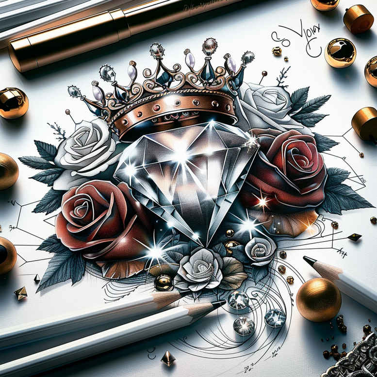 Korony i diamenty - Free tattoo design ideas ai genereted - inkby.ai
