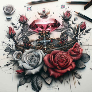 Korony i diamenty - Free tattoo design ideas ai genereted - inkby.ai
